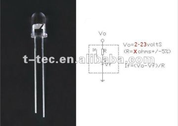LED di resistenza a diodi rotondi a 12 V con direttività standard da 3 mm 5 mm