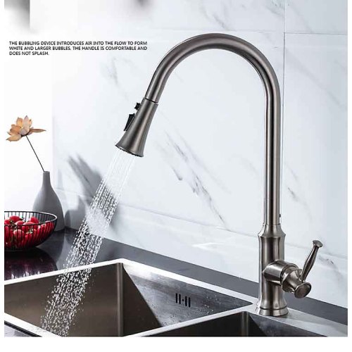 304 Stainless-Steel Pull Down Sprayer Kitchen Sink Faucets