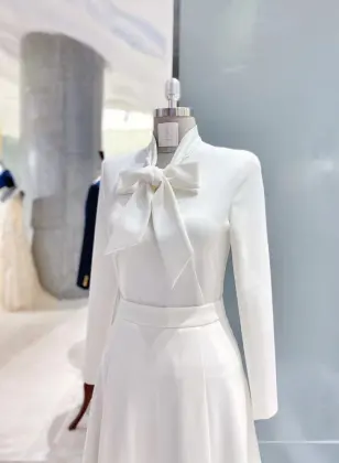 White Bow Midi Cloud Tide Collar Ode