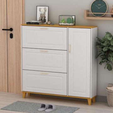 Modern White Lacquer Wood Shoe Storage Cabinet