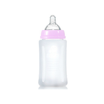 Glass baby bottle with silicone sleeve seller