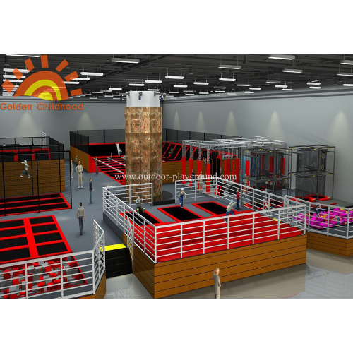 Sky Zone Merah Playground Trampolin Ukuran Besar