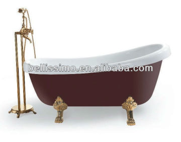 Red cast acrylic bathtub with stand BS-6303