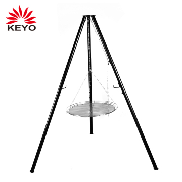 Outdoor Charcoal Swing Bbq Grills Round Metal Hanging Garden Tripod Grill With Cooking Grate