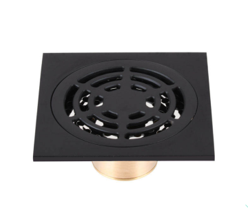 Black Chrome All Brass Shower Drain for Bathroom Floor