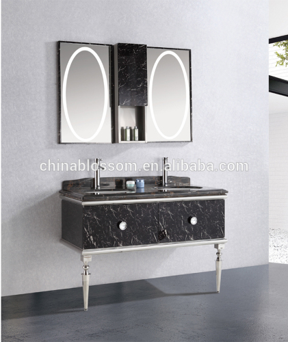 stainless steel bathroom basin vanities with marble countertop