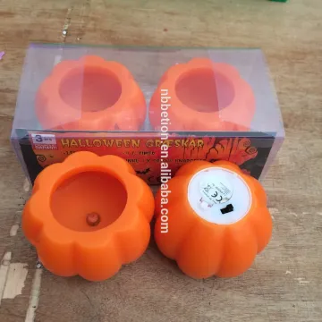 LED pumpkin candle real wax pumpkin candle halloween flamlesss candle led yellowe flicking candle