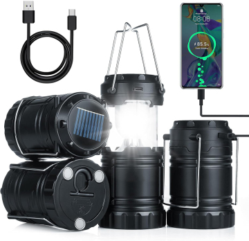 Portable 6 LED Light: Type-C Rechargeable, Solar Camping Torch & Lantern with Magnet & Power Bank