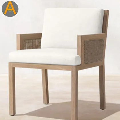 Rattan Wicker Patio Garden Chair Teak Outdoor Furniture Armchair Leisure