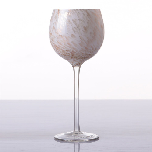 Copa de vino de tallo largo soplado cáliz de vidrio personalizado