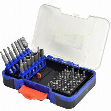46-piece Nut Driver and Bit Set, 1-piece Adapter, 9-piece 50mm CRV Bit