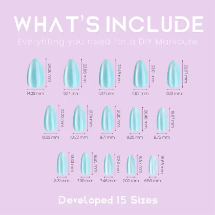 Glossy sky blue color cat eye false nail