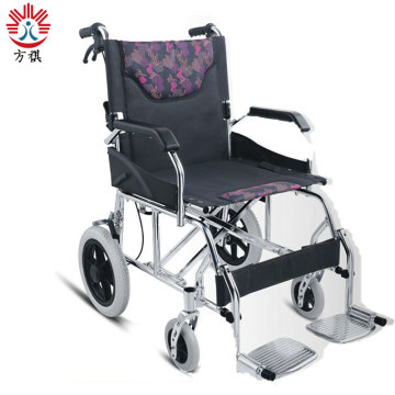 An aluminum alloy wheelchair with a purple pattern