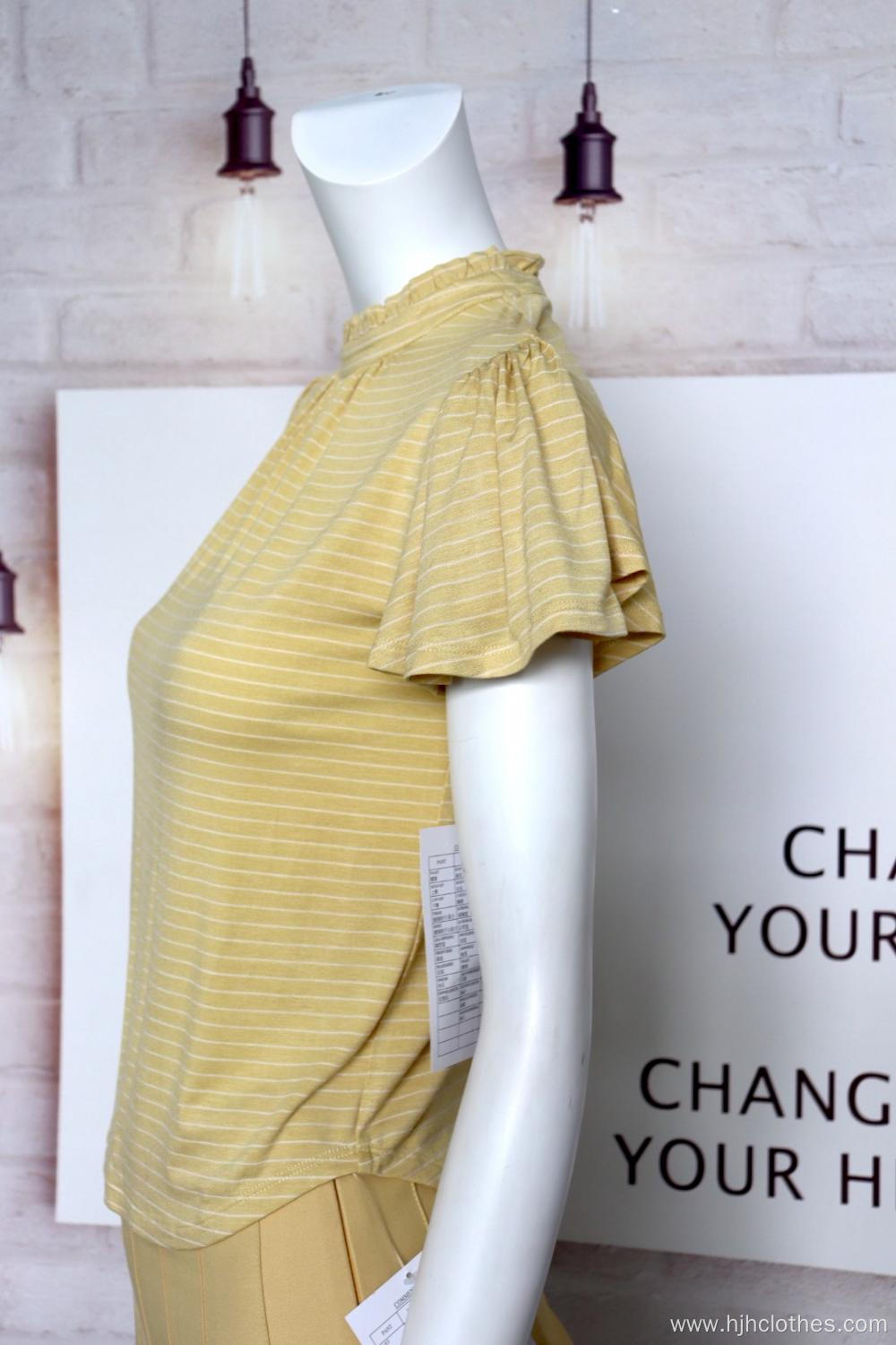 Yellow Blouse With Round Neck For Ladies