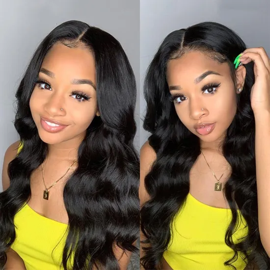 Natural Wave 13*4 Lace Frontal Human Virgin Hair Wigs Full Cuticle Aligned Unprocessed Indian Virgin Hair Wigs Body Wave