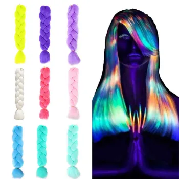 Glowing Synthetic Jumbo Braids Darkness Soft Braiding Hair Extensions Shining Hair For Halloween Christmas Festival Party