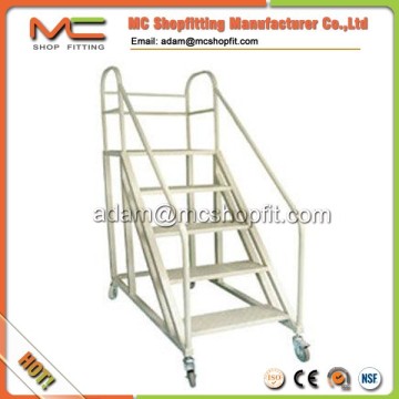 3 meter warehouse steel rolling warehouse ladder, steel warehouse rolling ladder