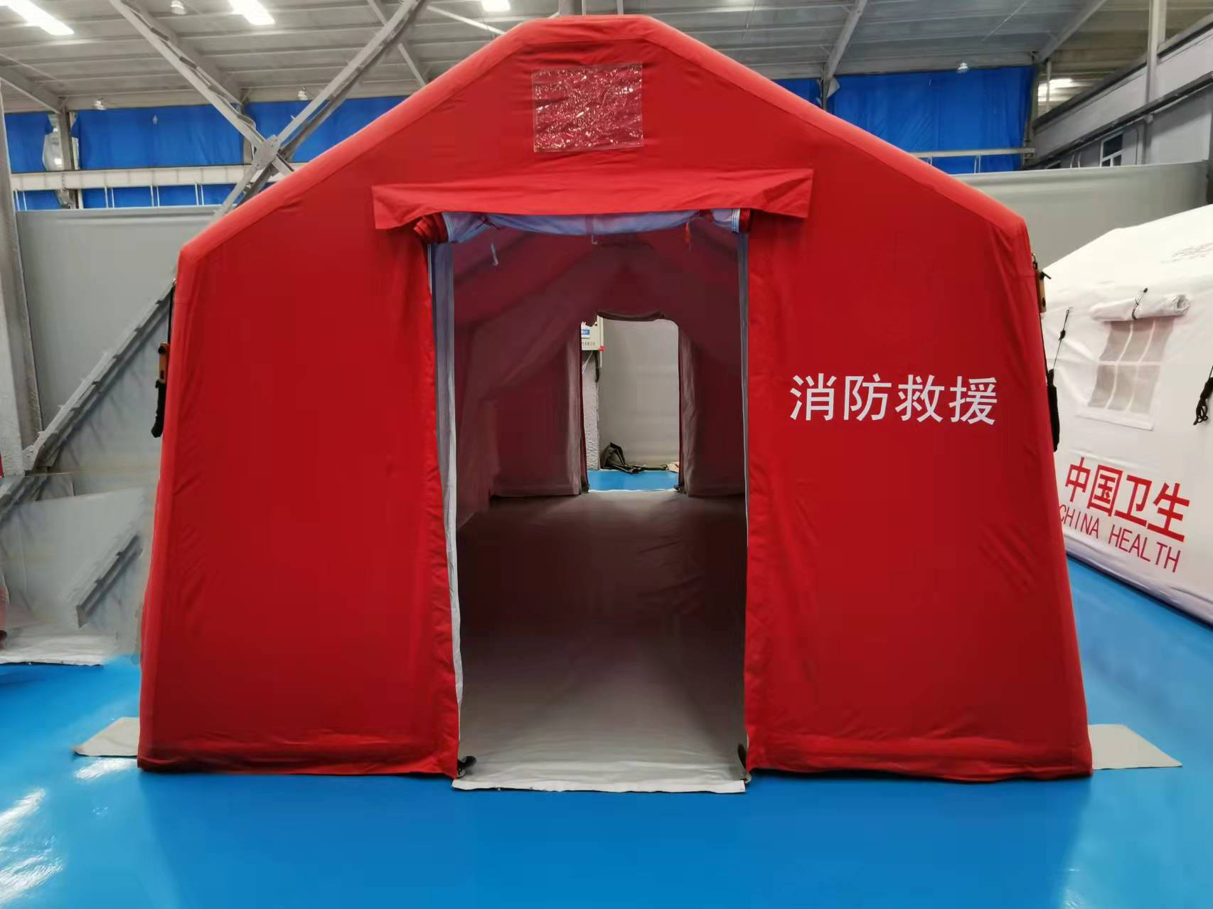 Inflatable tent doors