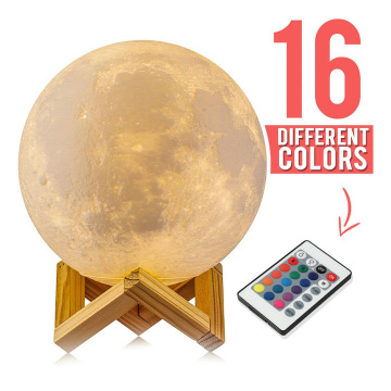 Wholesale Remote Control Color Changing 3D Printing Baby Moon Night Light