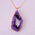 Collier pendentif Druzy en cristal 18K Golor Gemstone