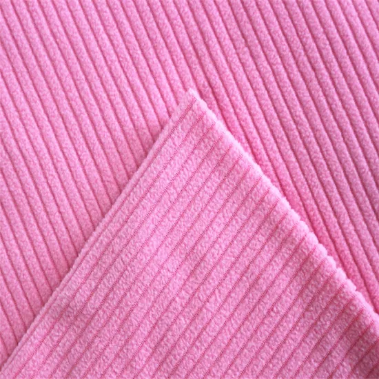Polyester Stripes Plain Dyed Knitted Polar Fleece Fabric