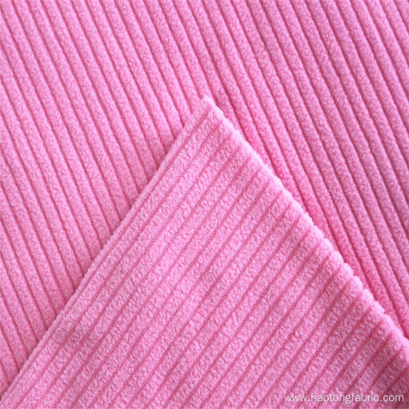 Polyester Stripes Plain Dyed Knitted Polar Fleece Fabric