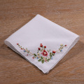 Delicate cotton red rose handkerchief embroidery