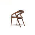 Houten Zwarte Leer Katakana Easy Dining Chair