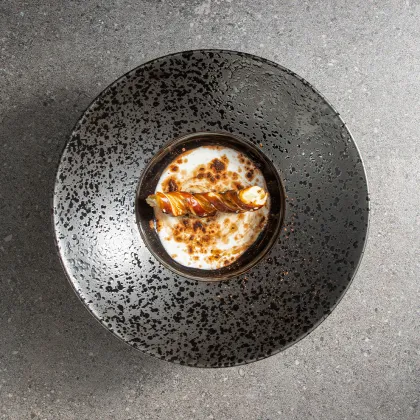 Royal Upscale Restaurants Bamboo Hat Bowls - Matte Black Speckle Ceramic Tableware for Hotels