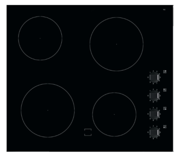 Black Glass Electric Hobs with 4 Knobs