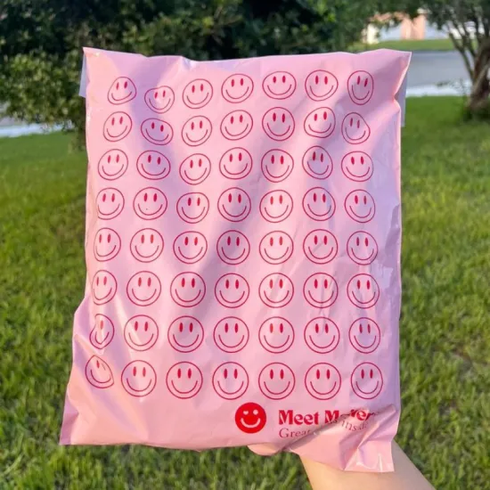 Pink Smile Printed Poly Mailer Self-Adhesive Courier Bags
