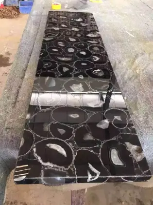 Black agate slab stone