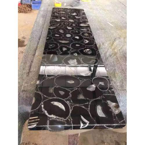 Black agate slab stone