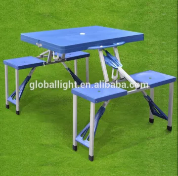 Folding Party Picnic Table with Set of 4 Plastic Chairs