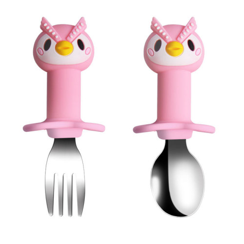 Silicone Owl Fork And Spoon Set For Baby