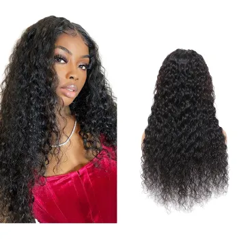 Cheap Highlight Free Part Colored Human Hair Wigs Hd Lace Curly Wave Pre Plucked Bang Glueless Cuticle Aligned Lace Frontal Wigs