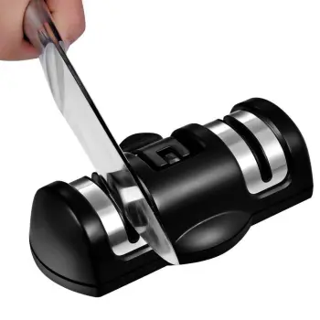 Professional 2-Stage Kitchen Knife Sharpener featuring Ceramic and Diamond Grinding Wheels with Suction Pad