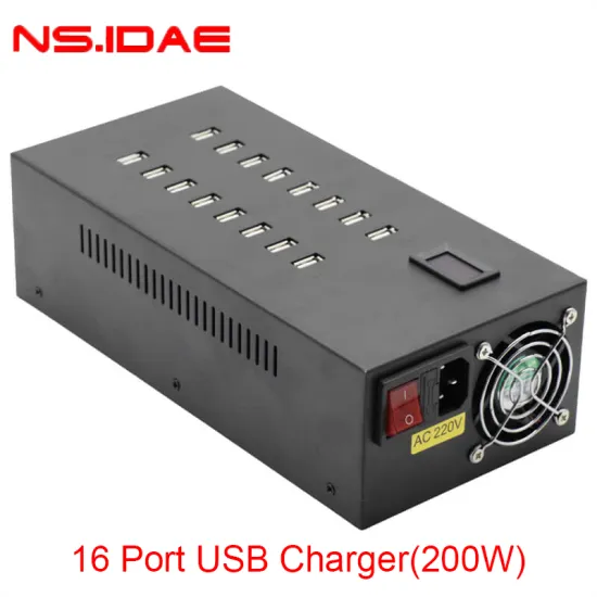 High-Capacity 200W USB Charger with 16 Port Extension
