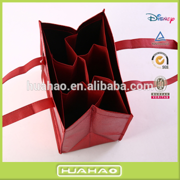 laser film laminated non woven fabric 6 bottle gift wine bag