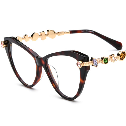 Women Crystal Metal Temple Prescription Acetate Opticals ME2061