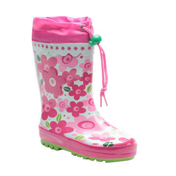 Plastic Rain Boots, Made of PVC Out-sole, Cotton + EVA Insole, PVC Upper, Cotton Fabric Lining