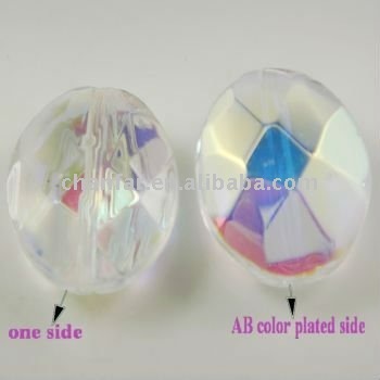 Elliptical crystal handmade glass beads