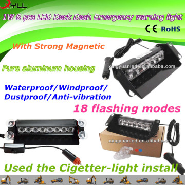 1W 6 pcs LED desh deck Emergency warning light & strobe windows mount light