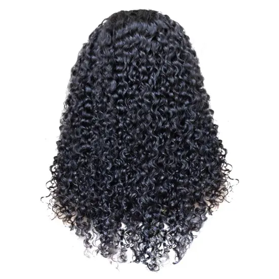 hair extension products  European virgin hair natural black jerry curly 4x4 lace wig