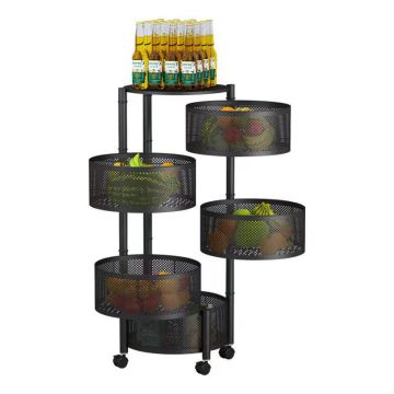 Used Carbon Steel Kitchen Trolley Cart with Vegetable Basket Rack