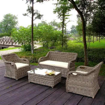 4 Pieces Aluminum Frame Rattan Table Set, Available in Various Sizes
