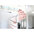 Teak Treads Spiral Stairs Railing Glass