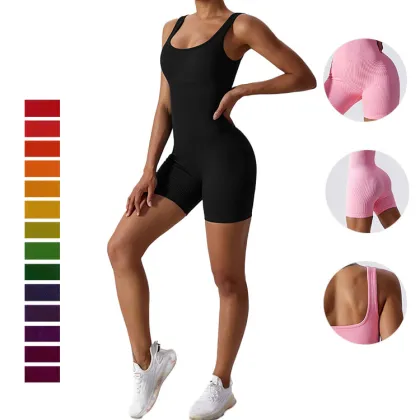 Wholesale Custom Anti-Wrinkle Hip Lift Gym Ribbed Yoga Suit Active Wear Set