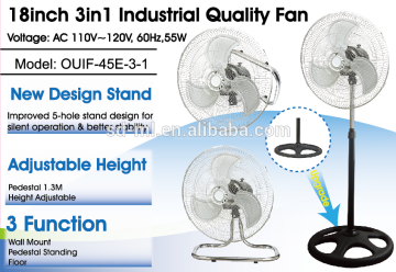 18 inch 3 in 1 stand fan 5 or 4 holes low price