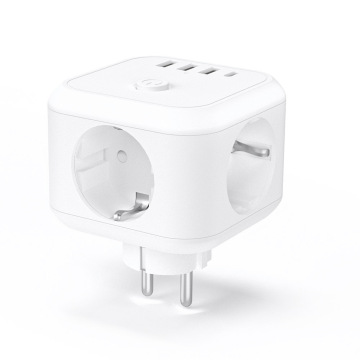 2024 مكعب الطاقة على الطراز الأوروبي مع 3 منافذ و 3 منافذ USB